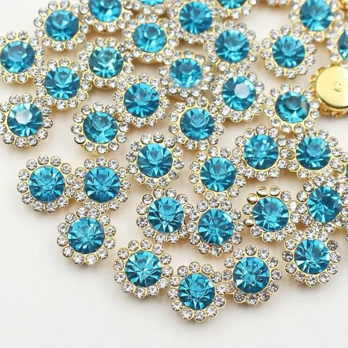 30–100 Stück goldene Blumen-Strasssteine, Glitzerkristalle, Ziersteine, Perlen, Kleidungsstücke, Basteln, zum Aufnähen von Strasssteinen für Kleidung, Edelsteine von YFSHC
