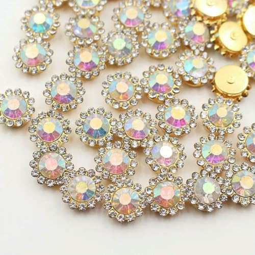 30–100 Stück goldene Blumen-Strasssteine, Glitzerkristalle, Ziersteine, Perlen, Kleidungsstücke, Basteln, zum Aufnähen von Strasssteinen für Kleidung, Edelsteine 30–100 Stück goldene Blumen-Strasssteine, Glitzerkristalle, Ziersteine, Perlen, Kleidungsstücke, Basteln, zum Aufnähen von Strasssteinen für Kleidung, Edelsteine von YFSHC