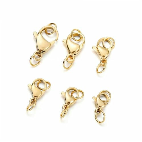 30 Stück Edelstahl-Karabinerverschluss mit Biegeringen für DIY-Kette, Halskette, Armband, Schmuckherstellung, Zubehör, Verbinder, Gold, 30 Stück, 7 x 13,0 mm 30 Stück Edelstahl-Karabinerverschluss mit Biegeringen für DIY-Kette, Halskette, Armband, Schmuckherstellung, Zubehör, Verbinder, Gold, 30 Stück, 7 x 13,0 mm von YFSHC
