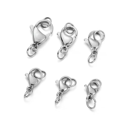 30 Stück Edelstahl-Karabinerverschluss mit Biegeringen für DIY-Kette, Halskette, Armband, Schmuckherstellung, Zubehör, Verbinder, Stahl, 30 Stück, 6 x 11 mm 30 Stück Edelstahl-Karabinerverschluss mit Biegeringen für DIY-Kette, Halskette, Armband, Schmuckherstellung, Zubehör, Verbinder, Stahl, 30 Stück, 6 x 11 mm von YFSHC