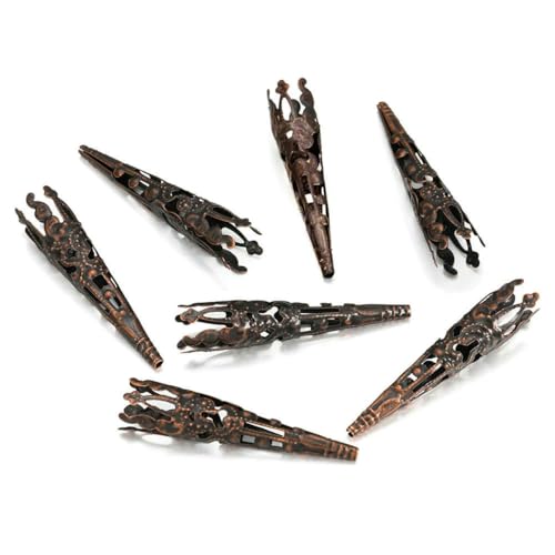 30 Stück Hohlkegel, filigrane Bugle-Blumen-Endperlenkappen für DIY-Ohrringe, Anhänger, Schmuckherstellung, Zubehör, Zubehör, Rotkupfer von YFSHC