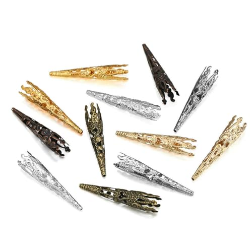30 Stück Hohlkegel, filigrane Bugle-Blumen-Endperlenkappen für DIY-Ohrringe, Anhänger, Schmuckherstellung, Zubehör, Zubehör, mehrfarbig von YFSHC