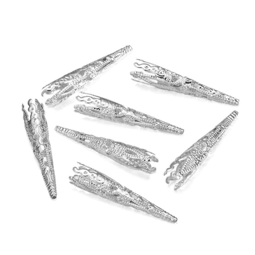 30 Stück ausgehöhlte Kegel, filigrane Bugle-Blumen-Endperlenkappen für DIY-Ohrringe, Anhänger, Schmuckherstellung, Zubehör, Zubehör, Silber 30 Stück ausgehöhlte Kegel, filigrane Bugle-Blumen-Endperlenkappen für DIY-Ohrringe, Anhänger, Schmuckherstellung, Zubehör, Zubehör, Silber von YFSHC