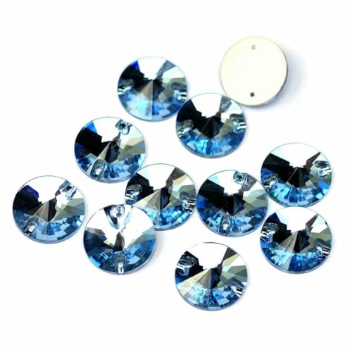 3200 runde Strasssteine zum Aufnähen, AAAAA, flache Rückseite, Glassteine zum Aufnähen von Schmuck und Kleidung, Aquamarin, 12 mm, 28 Stück 3200 runde Strasssteine zum Aufnähen, AAAAA, flache Rückseite, Glassteine zum Aufnähen von Schmuck und Kleidung, Aquamarin, 12 mm, 28 Stück von YFSHC