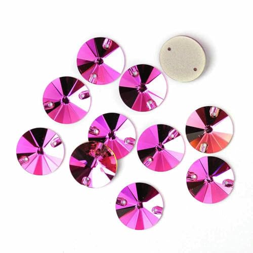 3200 runde Strasssteine zum Aufnähen, AAAAA, flache Rückseite, Glassteine zum Aufnähen von Schmuck und Kleidung, Fuchsia, 12 mm, 28 Stück 3200 runde Strasssteine zum Aufnähen, AAAAA, flache Rückseite, Glassteine zum Aufnähen von Schmuck und Kleidung, Fuchsia, 12 mm, 28 Stück von YFSHC