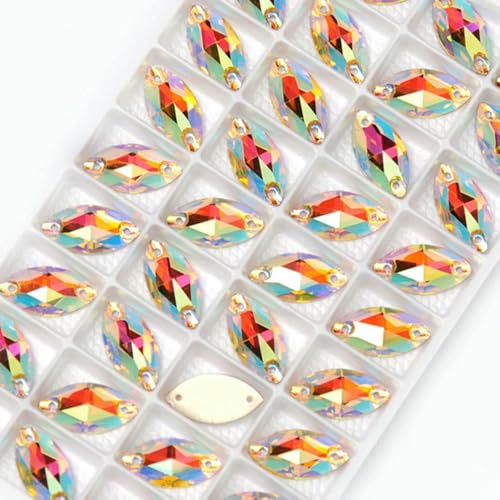 3223 Navette-Farben AB-Steine und Kristalle, Strasssteine, Nähornamente, Applikationen für Kleider, Helltopas AB, 6 x 12 mm, 144 Stück von YFSHC