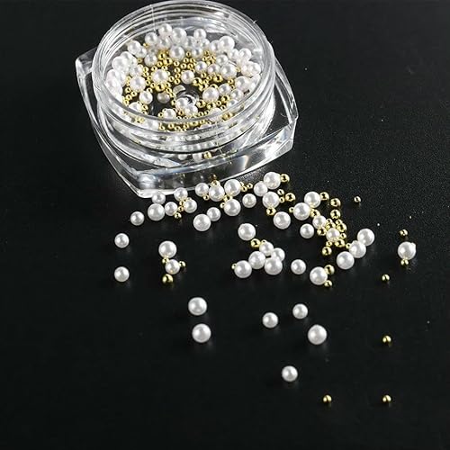 3D Halbrunde Perlen Nagel Charms Metall Silber Perlen Kugeln Nagel Charms Kaviar Strass Maniküre Zubehör HP-JU04-DXG-A von YFSHC