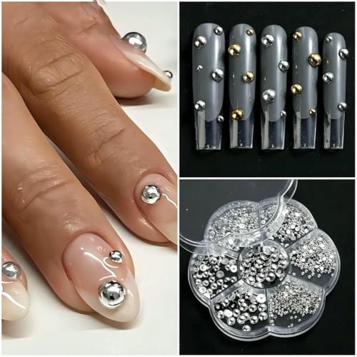 3D Halbrunde Perlen Nagel Charms Metall Silber Perlen Kugeln Nagel Charms Kaviar Strass Maniküre Zubehör HP-JU04-HP-JU04 3D Halbrunde Perlen Nagel Charms Metall Silber Perlen Kugeln Nagel Charms Kaviar Strass Maniküre Zubehör HP-JU04-HP-JU04 von YFSHC