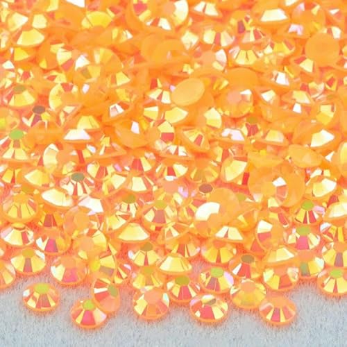 4,0 mm 5 mm 6 mm Jelly Pink AB Flatback Runde Strasssteine Glitzerharz Kristall Strass Nail Art Steine für DIY Dekoration-A53JellyOrgeRedAB-5 mm 500 Stück von YFSHC