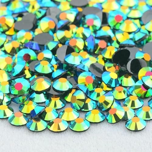 4,0 mm 5 mm 6 mm Jelly Pink AB Flatback Runde Strasssteine Glitzerharz Kristall Strass Nail Art Steine für DIY Dekoration-A58 Schwarz Grün AB-3,0 mm 1000 Stück von YFSHC