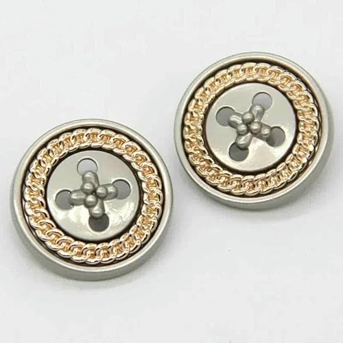 4 Löcher, runde goldene Metallknöpfe, schwarz, für Kleidung, Vintage, Herrenanzug, Blazer, Mantel, handgefertigt, Nähzubehör, Silber, 20 mm, 6 Stück 4 Löcher, runde goldene Metallknöpfe, schwarz, für Kleidung, Vintage, Herrenanzug, Blazer, Mantel, handgefertigt, Nähzubehör, Silber, 20 mm, 6 Stück von YFSHC
