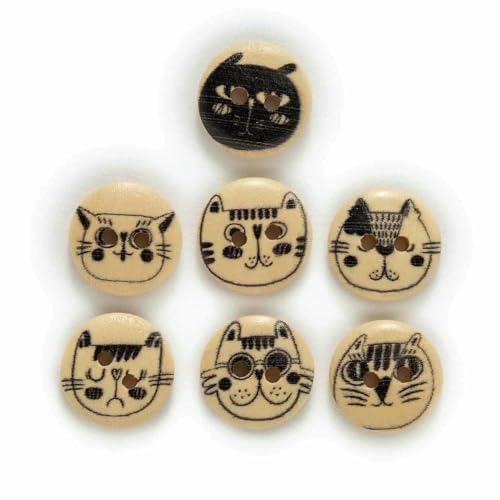 4 Stil 15 mm 50 Stück gemischtes Katzenmotiv Reichhaltige bunte runde Holzknöpfe Nähen Scrapbooking Kleidung Basteln Handarbeit Zubehör-D Natur 4 Stil 15 mm 50 Stück gemischtes Katzenmotiv Reichhaltige bunte runde Holzknöpfe Nähen Scrapbooking Kleidung Basteln Handarbeit Zubehör-D Natur von YFSHC