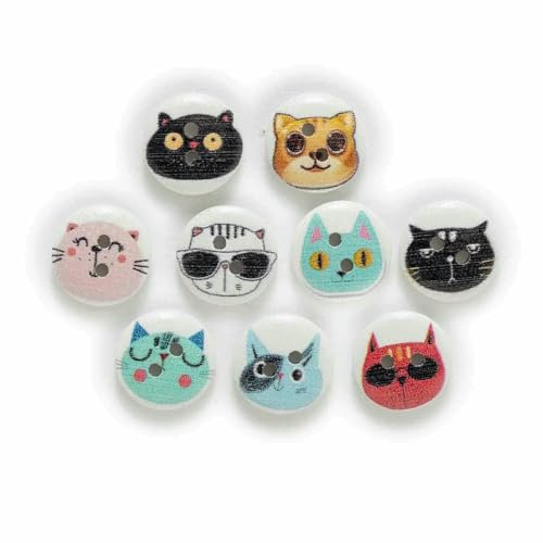 4 Stil 15 mm 50 Stück gemischtes Katzenthema Reichhaltige bunte runde Holzknöpfe Nähen Scrapbooking Kleidung Basteln Handarbeit Zubehör-B 4 Stil 15 mm 50 Stück gemischtes Katzenthema Reichhaltige bunte runde Holzknöpfe Nähen Scrapbooking Kleidung Basteln Handarbeit Zubehör-B von YFSHC