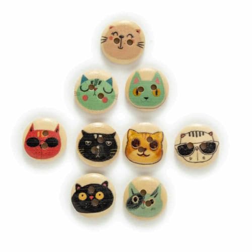 4 Stil 15 mm 50 Stück gemischtes Katzenthema reich bunte runde Holzknöpfe Nähen Scrapbooking Kleidung Basteln Handarbeit Zubehör-C 4 Stil 15 mm 50 Stück gemischtes Katzenthema reich bunte runde Holzknöpfe Nähen Scrapbooking Kleidung Basteln Handarbeit Zubehör-C von YFSHC