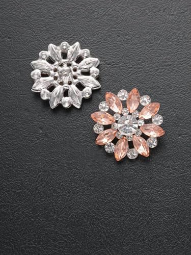 4 Stück/Beutel mit luxuriösen, ausgehöhlten Strasssteinen in Blumenform, Metallknöpfe, für Kleidung, Taschen, Schuhe, Hüte und Schmuckzubehör - Pfirsichfarben - 16 mm von YFSHC