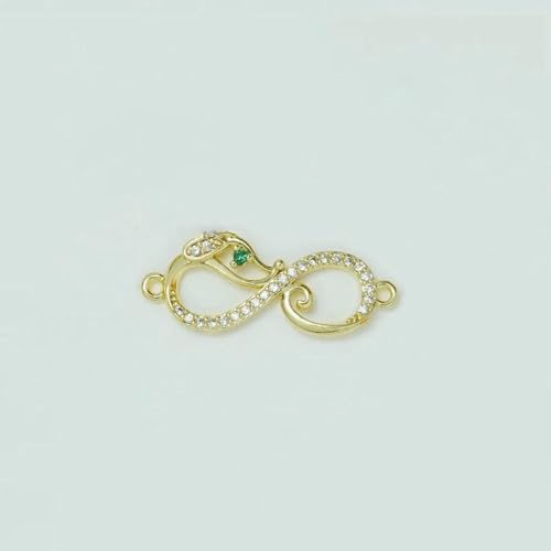 4 Stück 8 Zickzack-Messing-Verbinder, DIY-Schmuckzubehör, Armband, Halskette, Zubehör, Inlay, Zirkon, Herz, Hund, gebogene Teile, LJK588-4-Gold-4 Stück von YFSHC