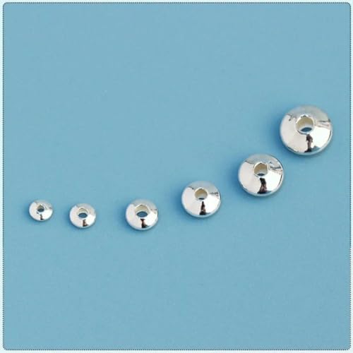 5/10 Stück authentisches 925er Sterlingsilber, hypoallergen, kleine Untertasse, Rondelle, lose Abstandsperlen für die Schmuckherstellung von Armbändern, 6 mm von YFSHC