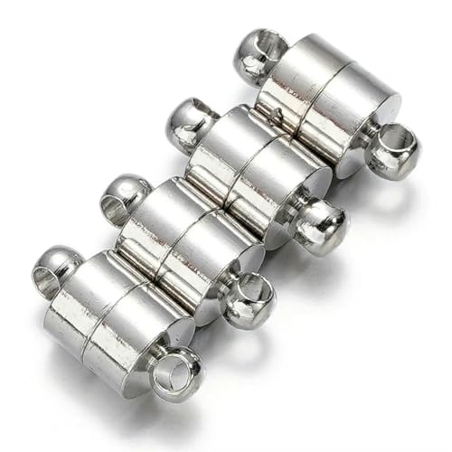 5 Sets 6 mm Silber/Goldfarbene Magnetverschlüsse, handgefertigt für die Schmuckherstellung, DIY-Armbänder, Halsketten, Zubehör, Rhodium, 5 Sets von YFSHC
