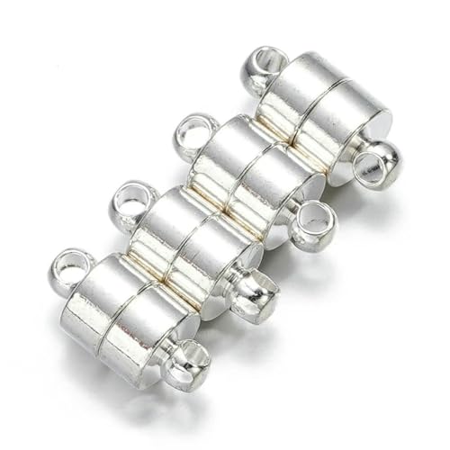 5 Sets 6 mm silber-/goldfarbene Magnetverschlüsse, handgefertigt für die Schmuckherstellung, DIY-Armbänder, Halsketten, Zubehör, Silber, 5 Sets von YFSHC
