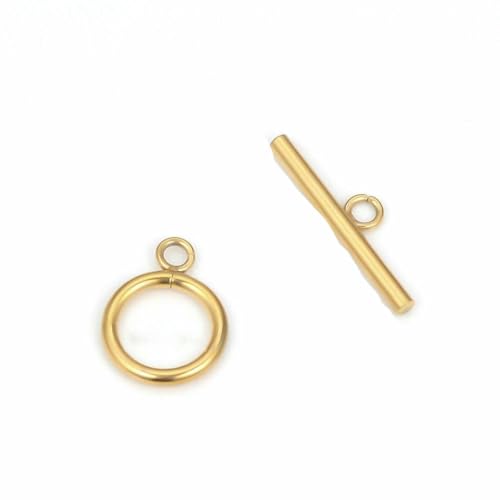 5 Sets Edelstahl-OT-Verschluss-Knebelverschlüsse für DIY-Schmuckherstellung, Halsketten, Verbinder, Armbänder, Haken, Bastelzubehör, Goldfarbe, 14,0 mm 5 Sets Edelstahl-OT-Verschluss-Knebelverschlüsse für DIY-Schmuckherstellung, Halsketten, Verbinder, Armbänder, Haken, Bastelzubehör, Goldfarbe, 14,0 mm von YFSHC