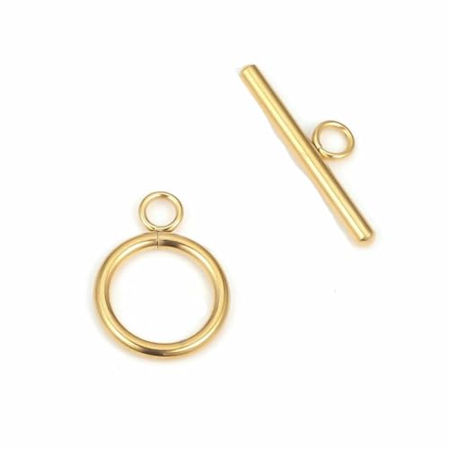 5 Sets Edelstahl-OT-Verschluss-Knebelverschlüsse für DIY-Schmuckherstellung, Halsketten, Verbinder, Armbänder, Haken, Bastelzubehör, Goldfarbe, 15 mm 5 Sets Edelstahl-OT-Verschluss-Knebelverschlüsse für DIY-Schmuckherstellung, Halsketten, Verbinder, Armbänder, Haken, Bastelzubehör, Goldfarbe, 15 mm von YFSHC