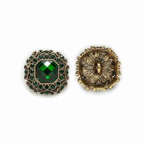 5 Stück Strasssteine, Edelsteine, Retro-Metallknopf zum Nähen, Heimkleidung, handgefertigtes Bastelzubehör, Dekoration, 23–25 mm, Grün, 25 mm von YFSHC