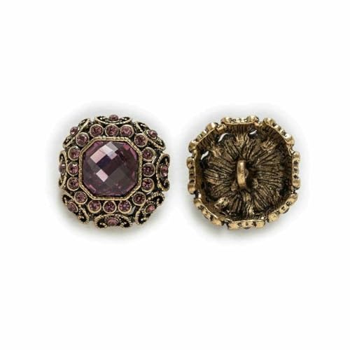 5 Stück Strasssteine, Edelsteine, Retro-Metallknopf zum Nähen, Heimkleidung, handgefertigtes Bastelzubehör, Dekoration, 23–25 mm, Lila, 25 mm von YFSHC