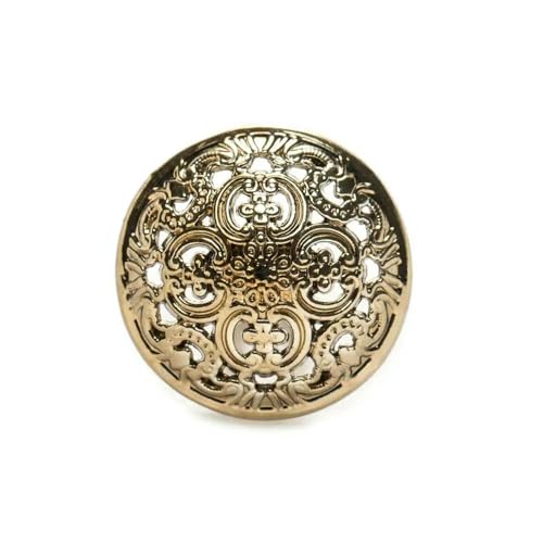5 Stück hohle, geschnitzte Metallknöpfe zum Nähen, Sammelalbum, für Jacken, Blazer, Pullover, Basteln, Handarbeit, Kleidung, 11,5–25 mm, Bräunlich-Gold, 25 mm von YFSHC