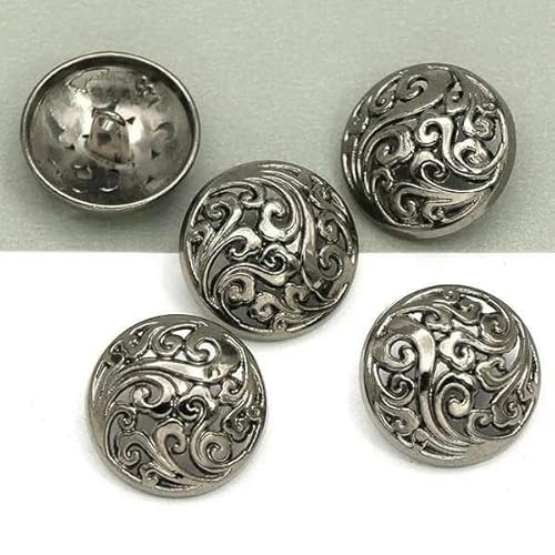 5 Stück runde Metallknöpfe für Handarbeiten, Schaft, Nähzubehör, dekorativer Knopf für Kleidung, Jacke, Bastelzubehör-02-Schwarz-15 mm von YFSHC