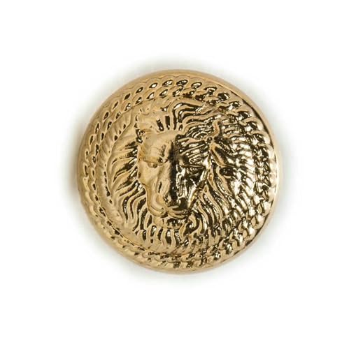 5 Stück runder Metallknopf mit Löwenmuster zum Nähen von Kleidung, Anzügen, Blazern, Jacken, Uniformen, Handarbeit, 12,5–25 mm, Gold, 25 mm von YFSHC