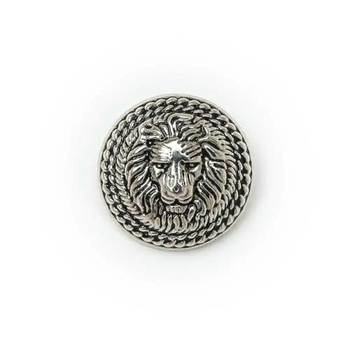 5 Stück runder Metallknopf mit Löwenmuster zum Nähen von Kleidung, Anzügen, Blazern, Jacken, Uniformen, Handarbeit, 12,5–25 mm, Retro-Silber, 12,5 mm von YFSHC