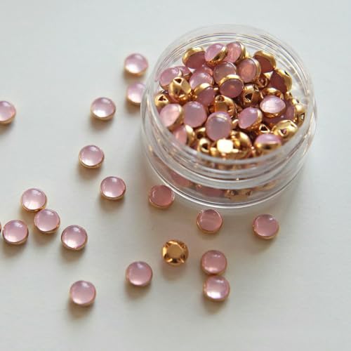 5 mm, 100 Stück, ultrakleine Puppenperlen-Miniknöpfe, Gürtelschnalle für DIY-Puppenkleidung, Hemden, Schuhe, Nähzubehör, Scrapbooking, 2 Hellrosa von YFSHC