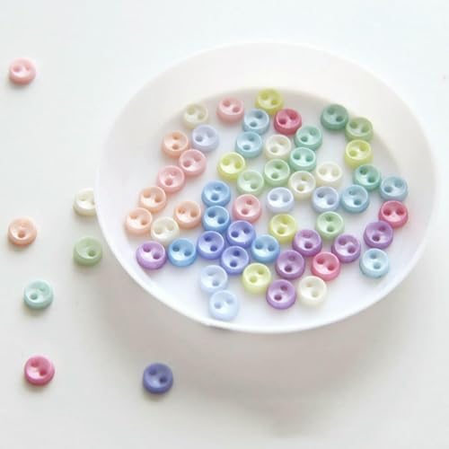 5 mm Mini-Knöpfe, rund, Perlenfarbe, zum Nähen, für Bastelarbeiten, Puppenkleidung, Nähzubehör, Scrapbooking, Kleidungsstücke, Werkzeug, 13 gemischt, 200 Stück von YFSHC
