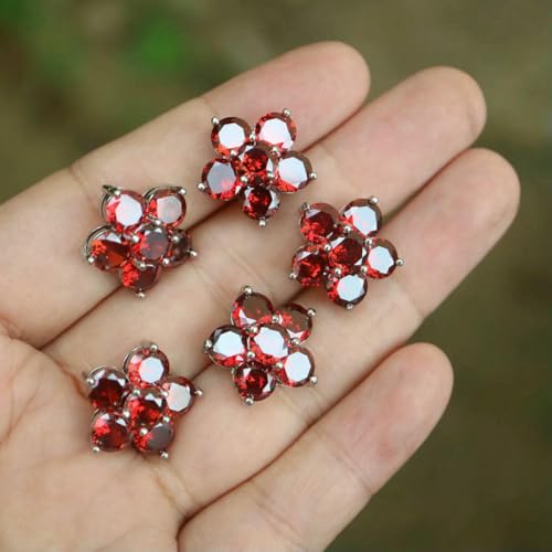 5 teile/los Blume Kristall Stern Knöpfe Zirkonia Knopf für Kleidung Dekorative CZ Nähknöpfe für Kaschmir Strickjacke-CX-096-ROT von YFSHC