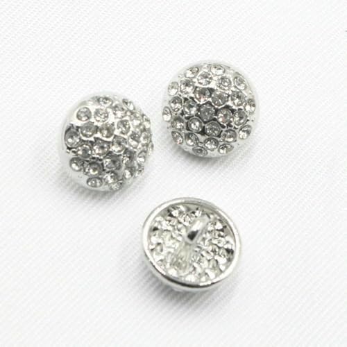 5-teiliges Set mit runden 12 mm/24,0 mm Diamantknöpfen aus Legierung, DIY, silberfarben, für Kleidung, eingelegt mit Diamantmetallzubehör, 12 mm von YFSHC