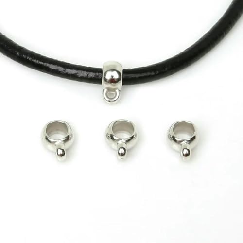 50/150 Stück Charms Bail Big Hole Acryl CCB Perlen Clip Verschluss Anhänger Verschlüsse Haken Spacer Perlen für DIY Schmuckherstellung Zubehör-9x12mm Rhodium-150 Stück von YFSHC