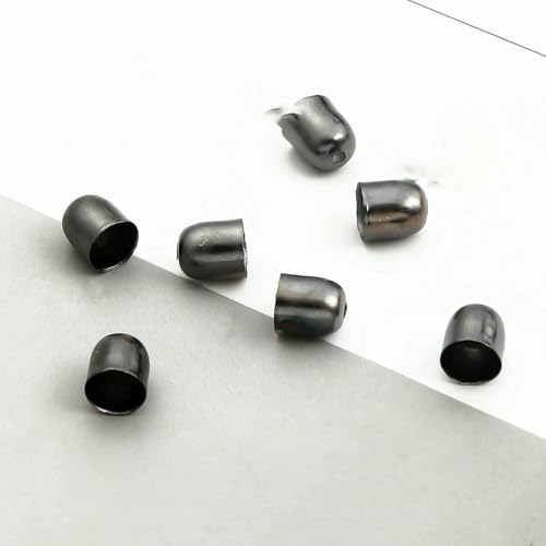 50–100 Stück 4–12 mm passend für 3–11 mm Lederschnüre, Endspitze, Quaste, Crimp-Endperlenkappen für DIY-Armbänder, Schmuckzubehör, Ohrringe, Gun Metal, 10 x 11 mm, 50 Stück von YFSHC