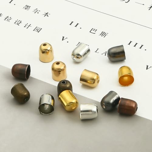 50–100 Stück 4–12 mm passend für 3–11 mm Lederschnüre, Endspitze, Quaste, Crimp-Endperlenkappen für DIY-Armbänder, Schmuckzubehör, Ohrringe, gemischte Farben, 10 x 11 mm, 50 Stück von YFSHC
