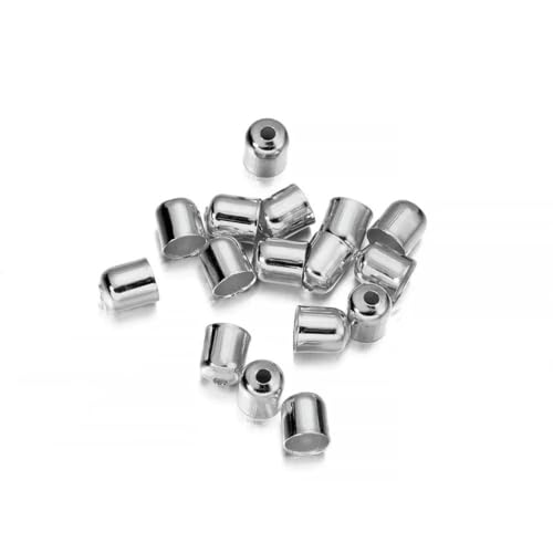 50–100 Stück Perlenkappen, Lederschnüre, Schnallen, Endkappen, Quastenkappen für Modeschmuckherstellung, DIY, handgefertigter Schmuck, Rhodium, 6 x 7 mm, 100 Stück von YFSHC