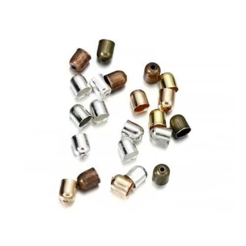 50–100 Stück Perlenkappen, Lederschnüre, Schnallen, Endkappen, Quastenkappen für Modeschmuckherstellung, DIY, handgefertigter Schmuck, mehrfarbig, 7 x 8 mm, 100 Stück von YFSHC