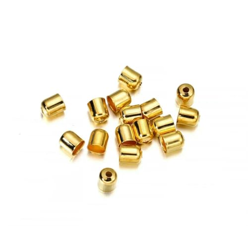 50–100 Stück Perlenkappen, Lederschnüre, Schnallen, Endspitze, Quastenkappen für Modeschmuckherstellung, DIY, handgefertigter Schmuck, Gold, 6 x 7 mm, 100 Stück von YFSHC