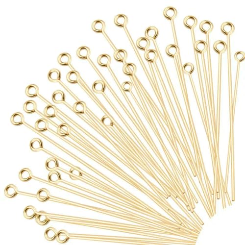 50 Stück/100 Stück Edelstahl-Augenkopfstifte, goldfarbene Perlen, Nadelverbinder für die Schmuckherstellung, DIY-Zubehör, Zubehör, vergoldet, 30 mm, 100 Stück 50 Stück/100 Stück Edelstahl-Augenkopfstifte, goldfarbene Perlen, Nadelverbinder für die Schmuckherstellung, DIY-Zubehör, Zubehör, vergoldet, 30 mm, 100 Stück von YFSHC