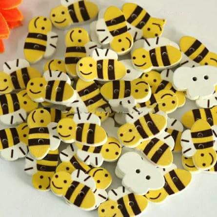50 Stück/Los, Größe: 20 x 13,0 mm, schöne Holzknöpfe in Bienenform, niedlicher Cartoon-Holzknopf (KK-1039), 20 x 13,0 mm, 50 Stück von YFSHC