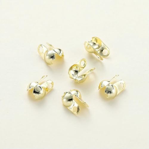 50 Stück/Los 14K 18K Rundkordel Seitenende Crimpverschluss Charms Halskette Positionierung Verschluss Perlen für DIY Schmuck Armband Zubehör-14K Gold-3,2x4,5x7,5mm von YFSHC