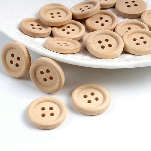 50 Stück/Los 18 mm 4 Löcher Runde Holzknöpfe Kleidungsstück Nähzubehör DIY Knopf Handwerk Scrapbooking Dekoration-Standard von YFSHC