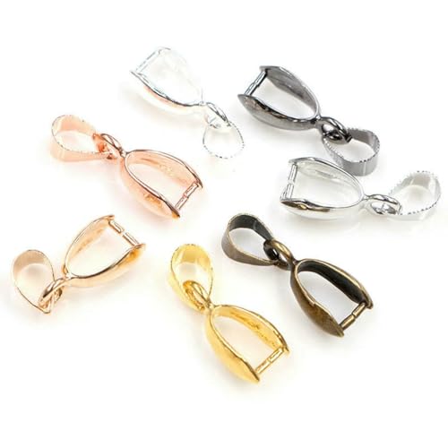 50 Stück/Los 5 x 14,0 mm, 6 x 17 mm, 8 x 20 mm, 7 Farben, plattierte Anhänger, Verschlüsse, Clips, Bügel, Verbinder, Kupfer-Charm-Bügelperlen, Schmuckzubehör, gemischte Farben, 8 x 20 mm von YFSHC