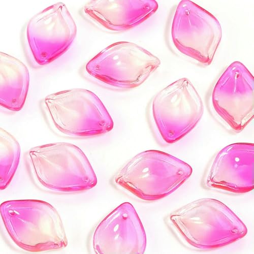 50 Stück/Los Epiphyllum Blütenblatt Lampwork Perlen Bunte lose Glasperlen für die Schmuckherstellung DIY Armband Halskette Bastelzubehör-Pink von YFSHC