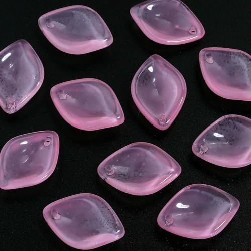 50 Stück/Los Epiphyllum Blütenblatt Lampwork Perlen Bunte lose Glasperlen für die Schmuckherstellung DIY Armband Halskette Bastelzubehör-Rosa von YFSHC