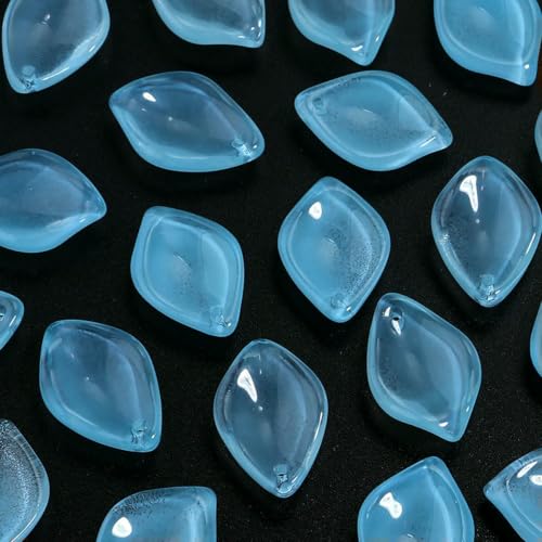 50 Stück/Los Epiphyllum Blütenblatt Lampwork Perlen Bunte lose Glasperlen für die Schmuckherstellung DIY Armband Halskette Bastelzubehör-blau von YFSHC