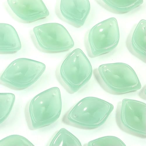 50 Stück/Los Epiphyllum Blütenblatt Lampwork Perlen Bunte lose Glasperlen für die Schmuckherstellung DIY Armband Halskette Bastelzubehör-grün von YFSHC